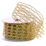 Metallic Open Mesh Tinsel Ribbon Gold Color 1 / ROLL
