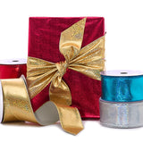 Crystalized Patent Finish Wired Ribbon 2 1/2 '' X 10 yd Silver Color 1 / ROLL