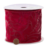 Embossed Velvet Wide Wired Ribbon 4 '' X 10 yd - 1 / ROLL
