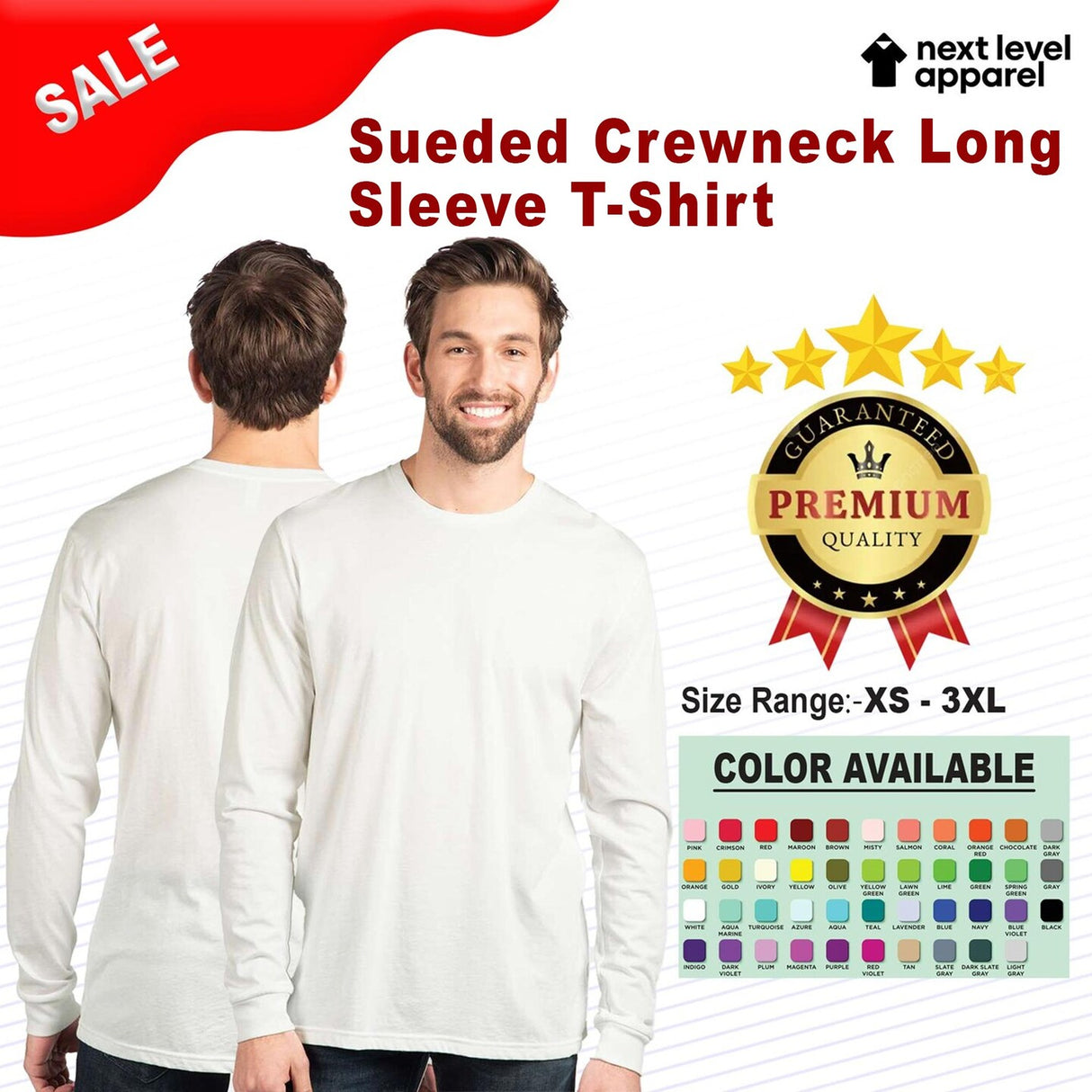 Next Level® Sueded Crewneck Long Sleeve T-Shirt
