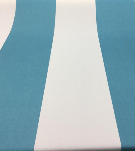 P Kaufmann Blue And White Stripes Soil And Stain Repellent Fabric - Blue And White Horizontal Stripes, 18" Repeat (1 Yard)