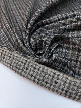 Polyester Houndstooth Fabric Grey Brown