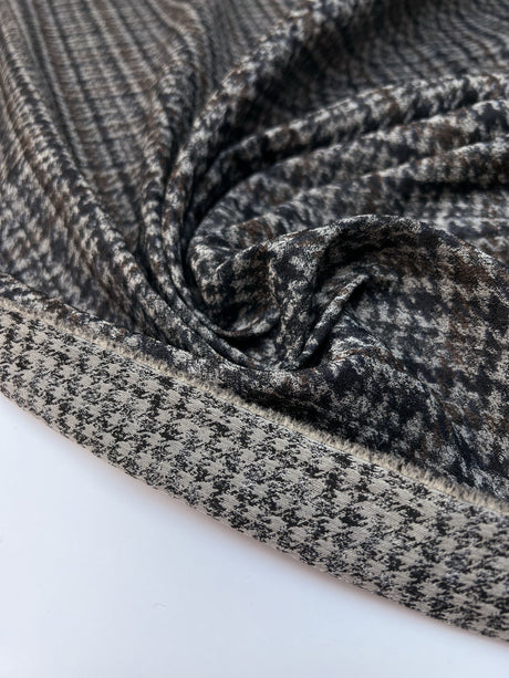 Polyester Houndstooth Fabric Grey Brown