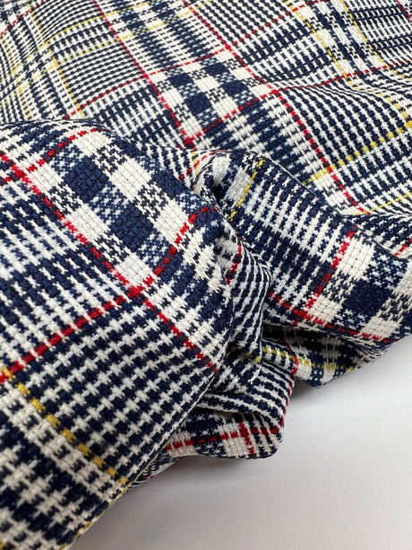 Polyamide Checked Suiting Fabric Blue
