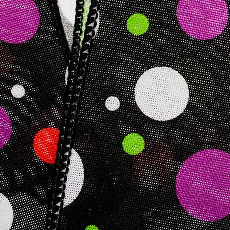 Mardi Gras Dots Wired Ribbon 2 1/2 '' X 10 yd - 1 / ROLL