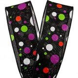 Mardi Gras Dots Wired Ribbon 2 1/2 '' X 10 yd - 1 / ROLL