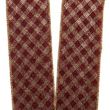 Metallic Red & Gold Checkered Wired Ribbon 2 1/2 '' X 10 yd - 1 / ROLL