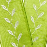 Embroidered Leaf Wired Ribbon 2 1/2 '' X 10 yd - 1 / ROLL