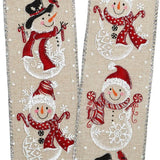 Snowmen on Natural Wired Ribbon – Celebrate the Season