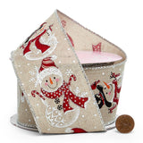 Snowmen on Natural Wired Ribbon – Celebrate the Season
