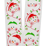 Happy Snowmen On Satin Wired Ribbon 2 1/2 '' X 10 yd - 1 / ROLL