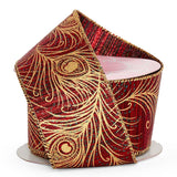 Peacock Linen Wired Ribbon Red Color 1 / ROLL