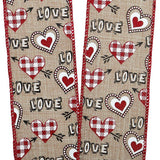 Illustrated "Love" & Hearts Ribbon 2 1/2 '' X 10 yd - 1 / ROLL