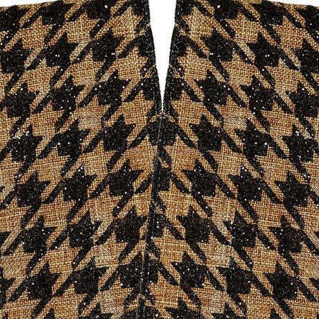 Black & Tan Houndstooth Wired Ribbon 2 1/2 '' X 10 yd - 1 / ROLL
