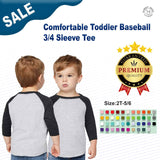 RADYAN® Comfortable Toddler Baseball 3/4 Sleeve Tee - 3330