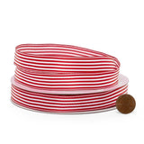 Red & White Striped Satin Wired Ribbon 5/8 '' X 25 yd - 1 / ROLL
