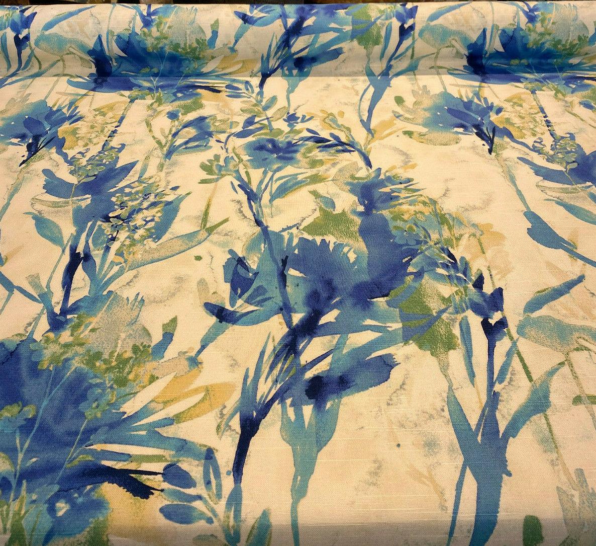 Waverly Flowery Spray Blue Watercolor Floral Cotton Fabric - Blue Watercolor Floral, 54" Width (1 Yard)