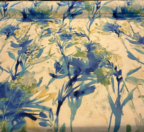 Waverly Flowery Spray Blue Watercolor Floral Cotton Fabric - Blue Watercolor Floral, 54" Width (1 Yard)