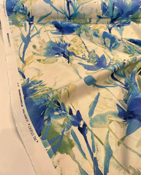 Waverly Flowery Spray Blue Watercolor Floral Cotton Fabric - Blue Watercolor Floral, 54" Width (1 Yard)