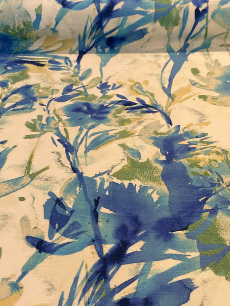 Waverly Flowery Spray Blue Watercolor Floral Cotton Fabric - Blue Watercolor Floral, 54" Width (1 Yard)