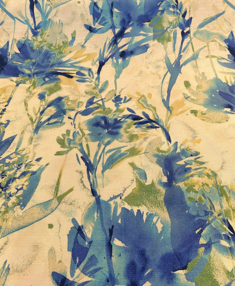 Waverly Flowery Spray Blue Watercolor Floral Cotton Fabric - Blue Watercolor Floral, 54" Width (1 Yard)