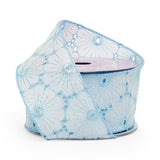 Fabric Floral Wired Ribbon 2 1/2 '' X 10 yd White / Light Blue Color 1 / ROLL
