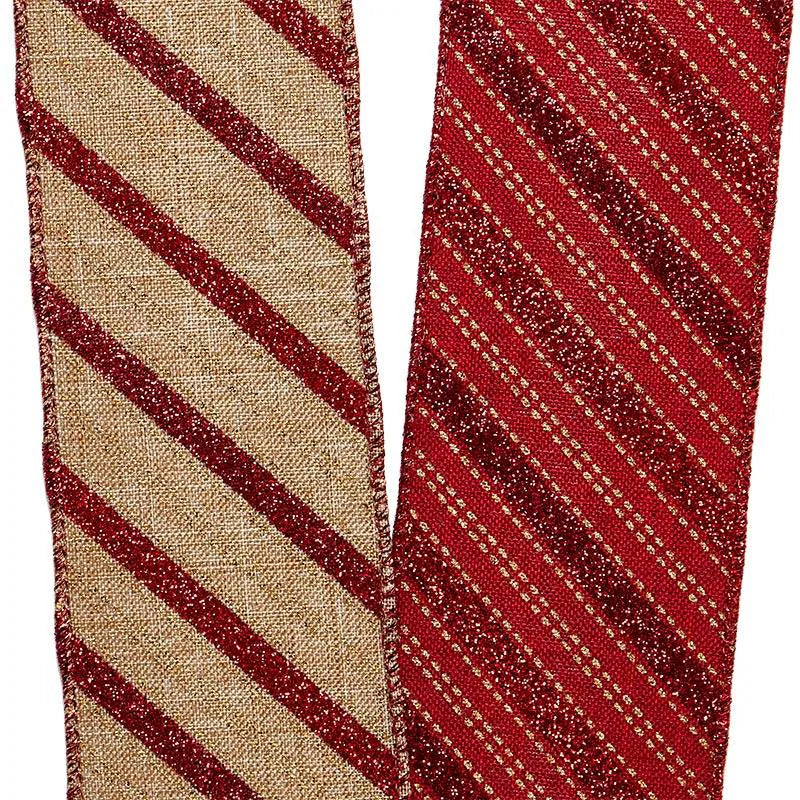 Red Multi-Stripe Wired Ribbon 2.5" x 10 yd