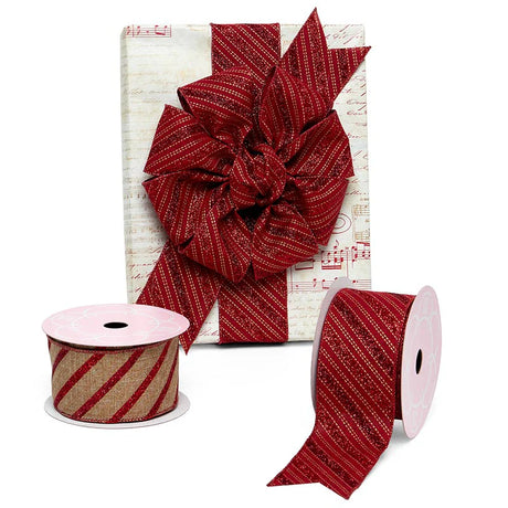 Red Multi-Stripe Wired Ribbon 2.5" x 10 yd