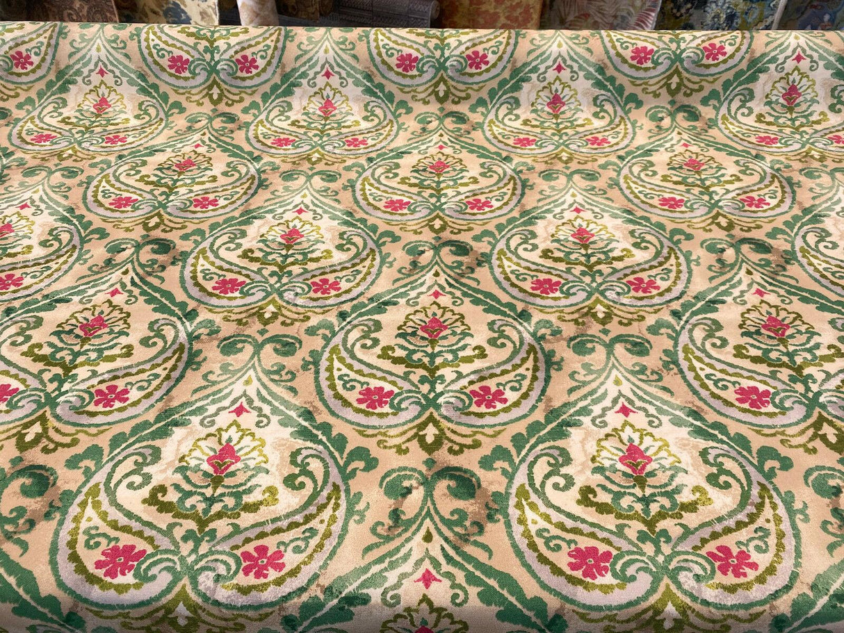 P Kaufmann Outdoor Summer Medallion Leaf Green Spun Polyester Fabric - Leaf Green Medallion Pattern, 54" Width (1 Yard)