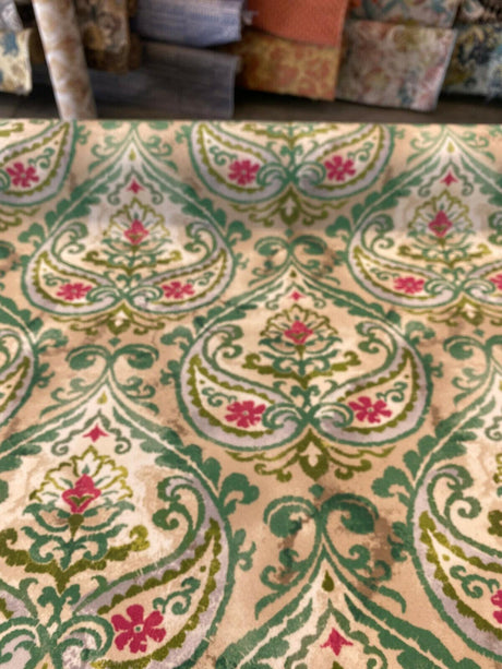 P Kaufmann Outdoor Summer Medallion Leaf Green Spun Polyester Fabric - Leaf Green Medallion Pattern, 54" Width (1 Yard)