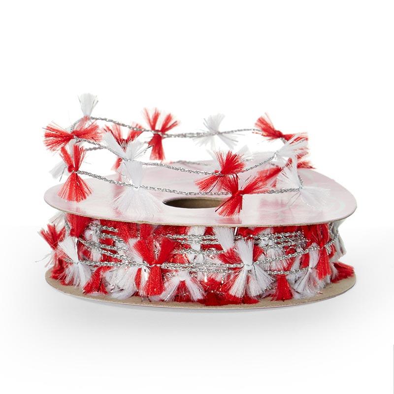 Party Puff Wire Trim 5/8 '' X 25 yd Red / White Color 1 / roll