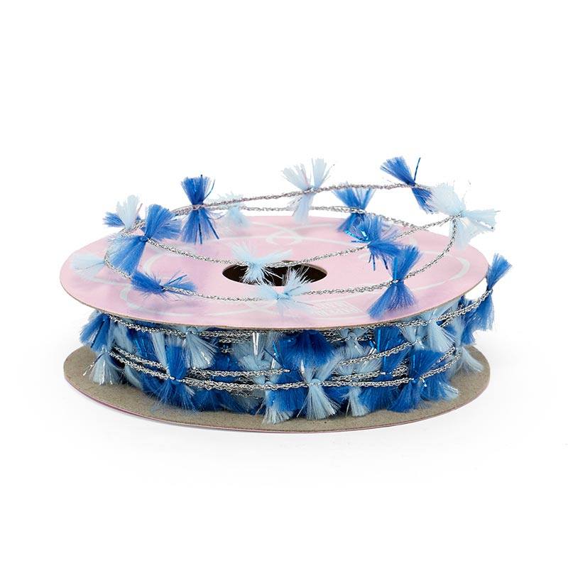 Party Puff Wire Trim 5/8 '' X 25 yd Blue / Light Blue Color 1 / roll