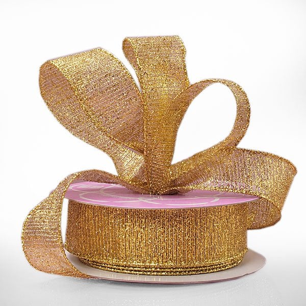 Gold/Silver Textured Weave Metallic Ribbon 1 1/2 '' X 20 yd Gold Color 1 / ROLL