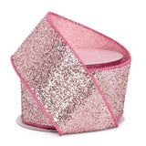 Large Sparkles On Wired Ribbon 2 1/2 '' X 10 yd Pink Color 1 / ROLL