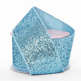 Large Sparkles On Wired Ribbon 2 1/2 '' X 10 yd Light Blue Color 1 / ROLL