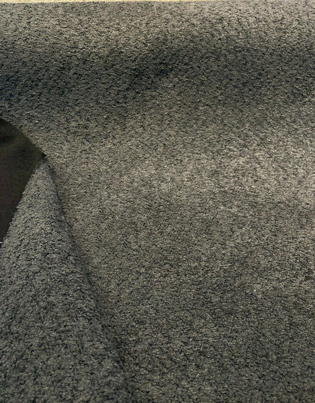 Robert Allen Boucle Charcoal Polyester Fabric - Charcoal With Black Background, 54"-56" Width (1 Yard)