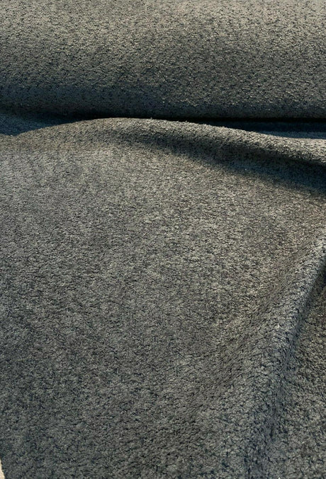 Robert Allen Boucle Charcoal Polyester Fabric - Charcoal With Black Background, 54"-56" Width (1 Yard)