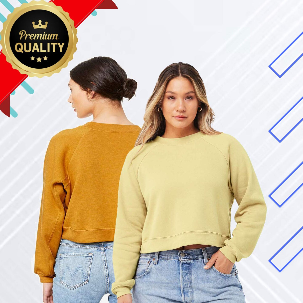 BELLA + CANVAS® Women's Crop Raglan Fleece Crewneck Sweatshirt - 7505