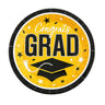 Gold Congrats Grad Round Paper Dinner Plates 9 Inch 25 Count