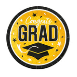 Purple Congrats Grad Round Paper Dinner Plates 9 Inch Graduation Party