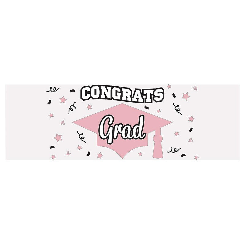 Graduation Party Congrats Grad Plastic Banner 6 Ft x 3 Ft Party Wall Decoration
