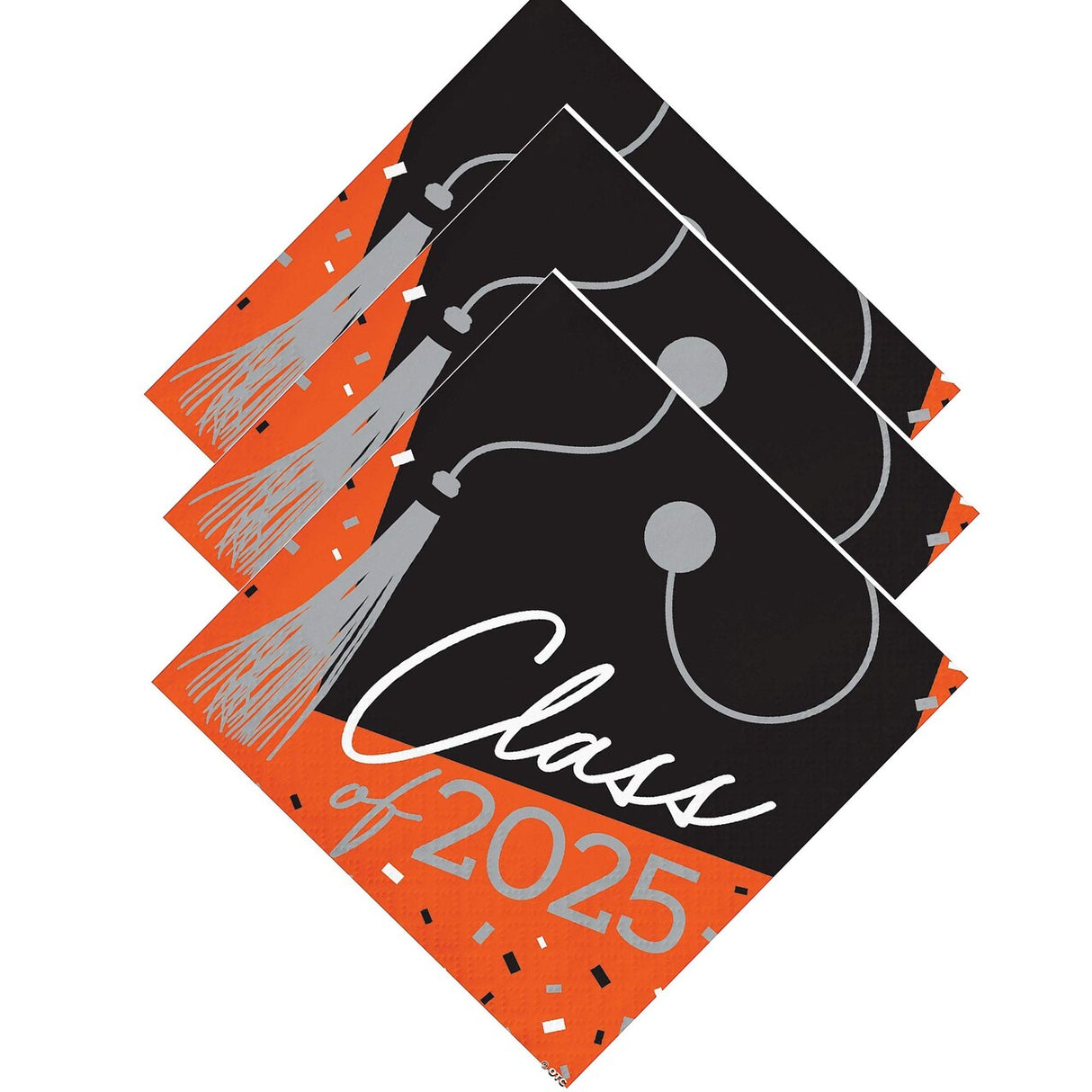 Class of 2025 Orange Graduation Beverage Napkins – 108 Count | School Spirit Collection