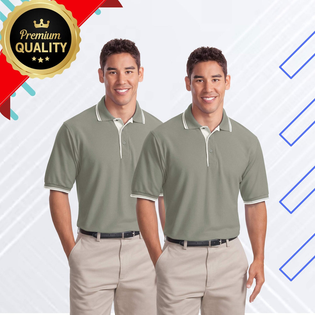 DISCONTINUED Port Authority® Silk Touch Polo with Stripe Trim