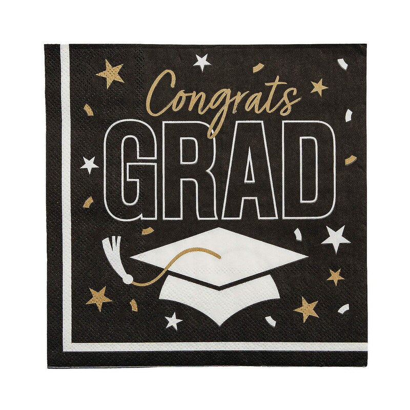 6 1/2" Bulk 50 Ct. Blue Congrats Grad Paper Luncheon Napkins
