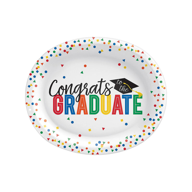 12" Congrats Grad Oval Paper Dinner Plates 20 Count