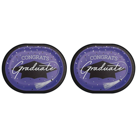 Creative Converting School Spirit Purple Graduation Oval Paper Platters – 24ct