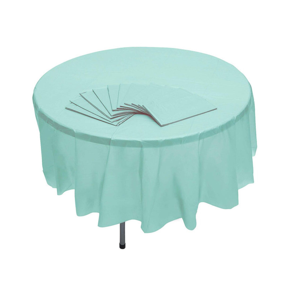 12-Pack Mint Green Round Plastic Tablecloths – 6 ft 10 in Disposable Covers