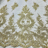 1 Yard Exquisite Corded Bridal Lace Fabric Embroidered on Polyester Net Mesh