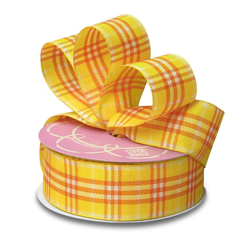 Peggy Plaid Ribbon 1 1/2 '' X 25 yd Daffodil Color 1 / roll