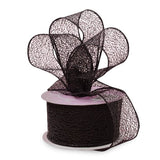 Random Mesh Wired Ribbon Black Color 1 / ROLL